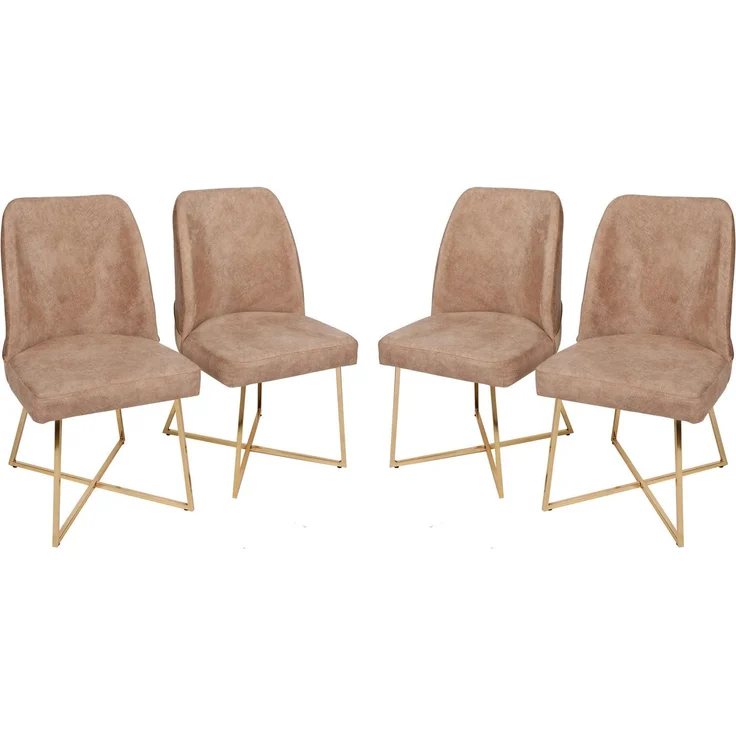 Skye Decor 'Madrid 913 V4' Stuhlset (4-teilig), Gold / Braun, 50 x 90 x 49 cm – Bild 1
