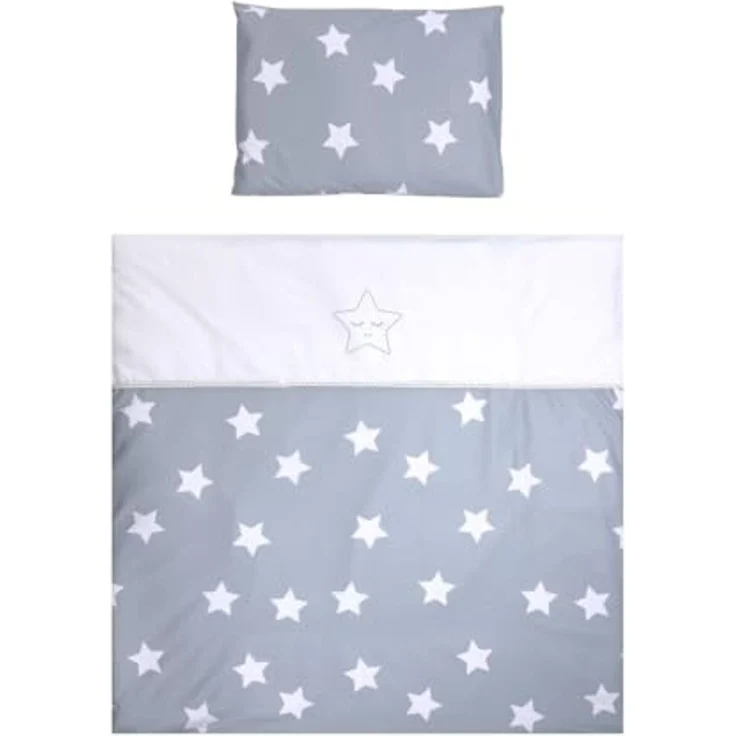 Lorelli Baby-Bettwäsche 7-teiliges Set First Dreams Decke Kissen Laken Himmel grau Sterne – Bild 2