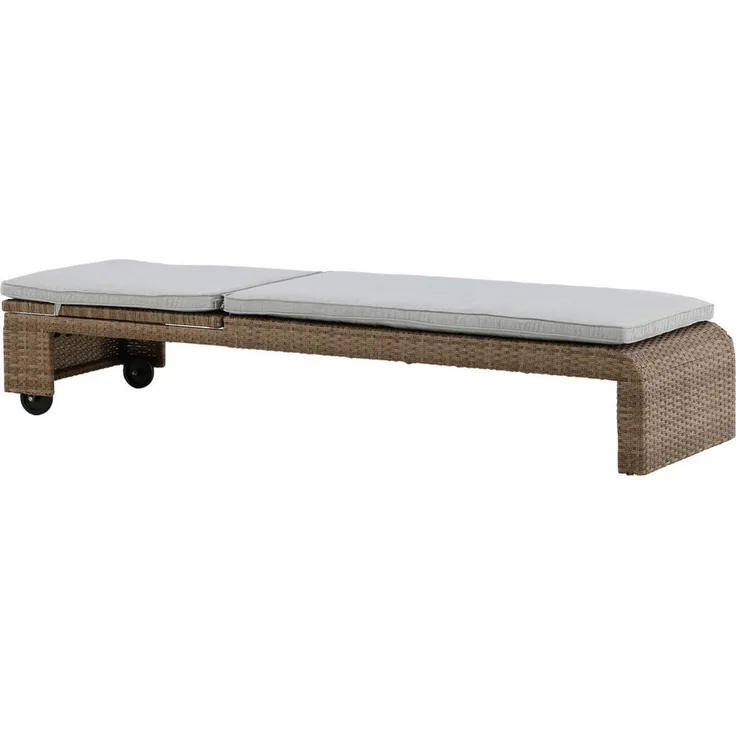 Gardenson Sonnenliege, Sand, Hellbraun, Kunststoff, Schaumstofffüllung, 60x32x196 cm, mit Rasterdesign