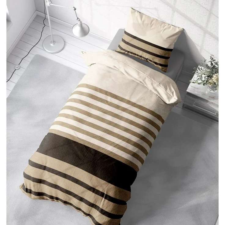 One Home Bettwäsche Winter Thermofleece, Fleece, 4 teilig, Streifen Gestreift, kuschelig flauschig warm weich Modern – Bild 4