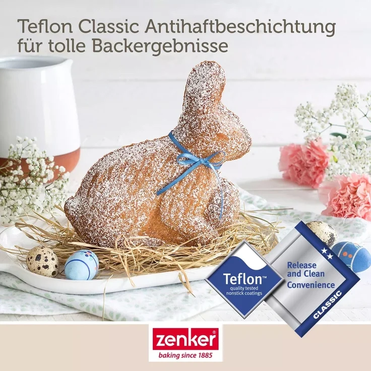 Zenker Vollbackform Hase für Ostern  600 ml Füllvolumen  3D Kuchenform mit Antihaftbeschichtung mit Osterhase als Motiv zum backen  Leckere Deko in Osterhasenform – Bild 5