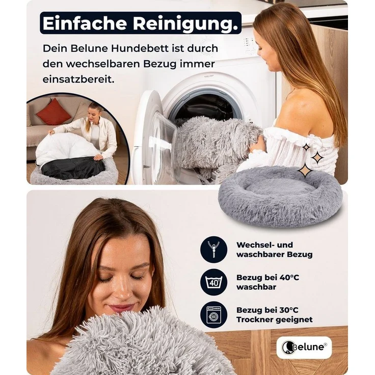 Belune Tierbett Kuschelweiches Hundebett mit Bezug - Original Belune - Made in Germany, vegane Materialien, waschbarer Bezug, verschiedene Größen und Farben, extra gemütlich – Bild 3