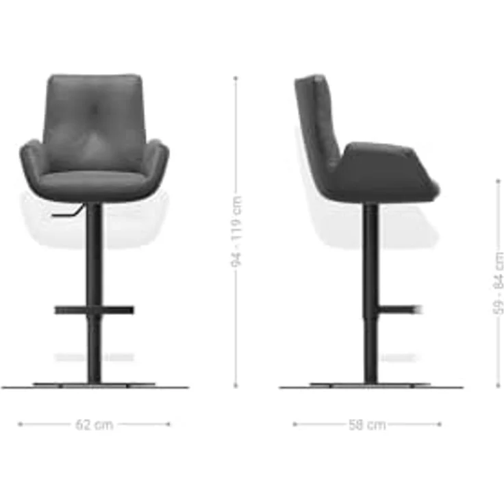 Barstuhl Clea-Flex Bouclé Soft Beige Drehfuß höhenverstellbar Edelstahl Silberfarben – Bild 7
