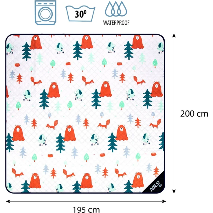 NILS CAMP Picknickdecke Wald 195 x 200 cm Outdoor Camping Strand Festival – Bild 3