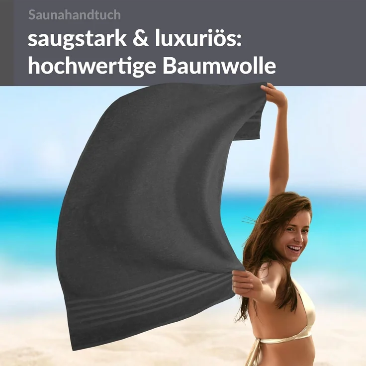 Lashuma Saunatuch London, Frottee (1-St), Badetuch extra lang 85x220 cm, Handtuch Wellness – Bild 7