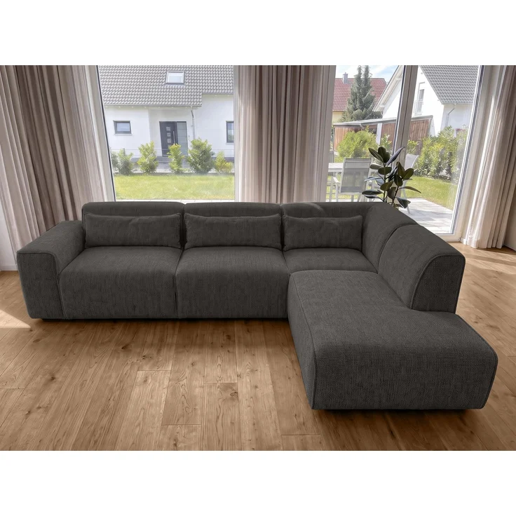 AX LIVING Wohnlandschaft mit Schlaffunktion Ruyam Grau Sofa R – Bild 3