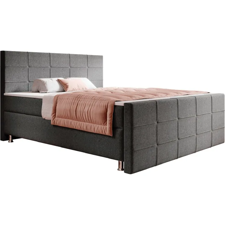 Boxspringbett Florenz 180x200 Webstoff Grau