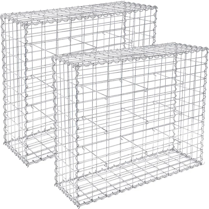 SONGMICS Gabionenkörbe, verzinkt, Metall silber, 100 x 80 x 30 cm, 2 Stück – Bild 1