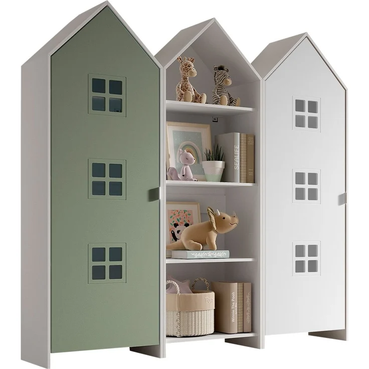 Kleiderschrank >CASAMI BRUGES< in Korpus Weiß / Front Grün u. Weiß, MDF – Bild 2