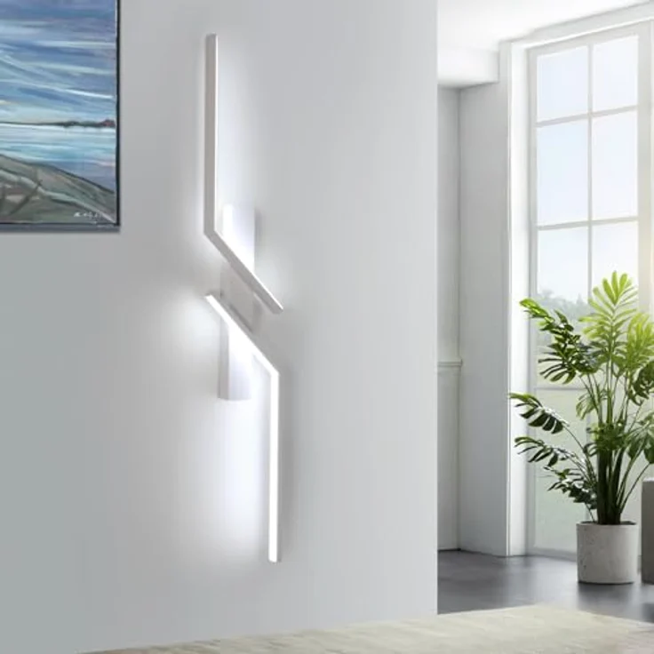 Goeco LED Wandlampe Innen, 81 CM 24 W Moderne Lang Wandleuchte 2 Fimmige 6500K Kaltweißes Licht, Weiß Flurlampe Wand Belechtung für Flur Treppenhaus Wohnzimmer Schlafzimmer – Bild 6