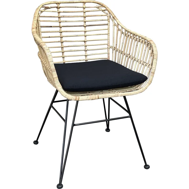Esszimmerstuhl Armlehnenstuhl Rattan Farbe natur inkl. Kissen ANTALYA 80550007