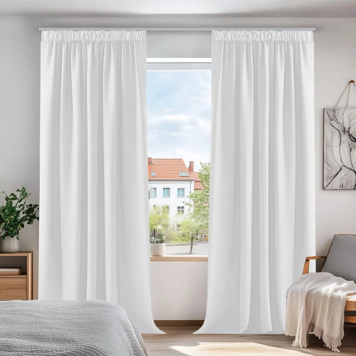 Deconovo Vorhang Blickdicht mit Kräuselband Hitzeschutz Gardine Silber Grau | 2er Set, H 290 x B 140 cm, Schlafzimmer Gardinen, für Schlafzimmer, Thermal Curtains, Sichtschutz, UV-schutz, Übergardinen