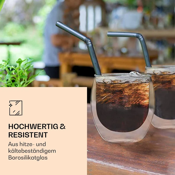 Trinkglas Jumbo | Doppelwandig | Hochwertiges Borosilikatglas | 410 ml | Unikat Transparent – Bild 3