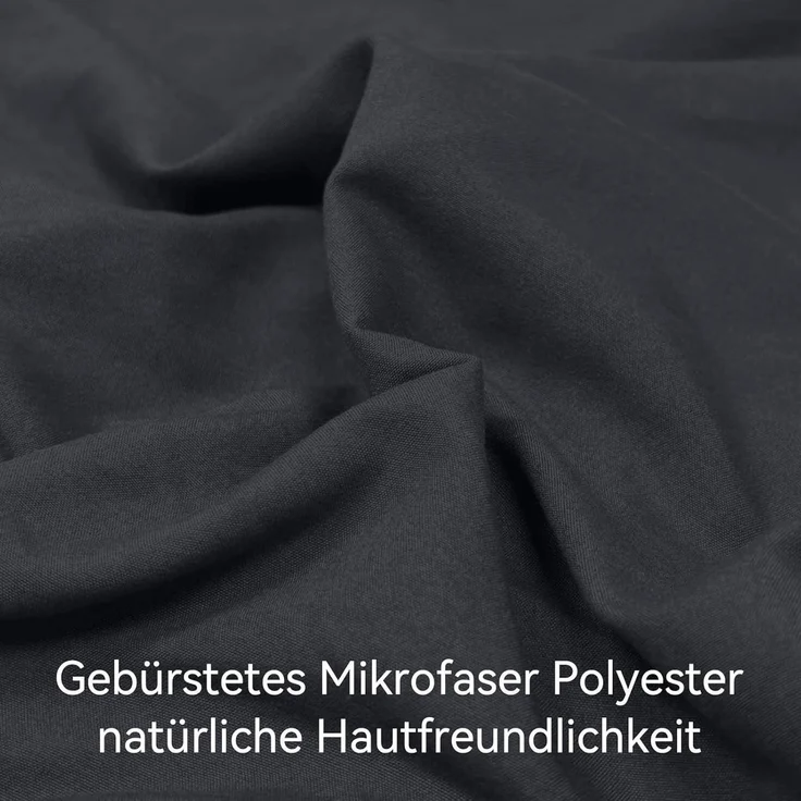 Bettwäsche 200x220 Anthrazit Mikrofaser Ganzjahres Bettbezug 2 Kissenbezug – Bild 2
