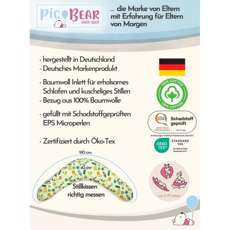 pic Bear Jersey Ersatzbezug Stillkissen Classic und Premium, Melange Grau Jersey : Melange Grau Jersey – Bild 2