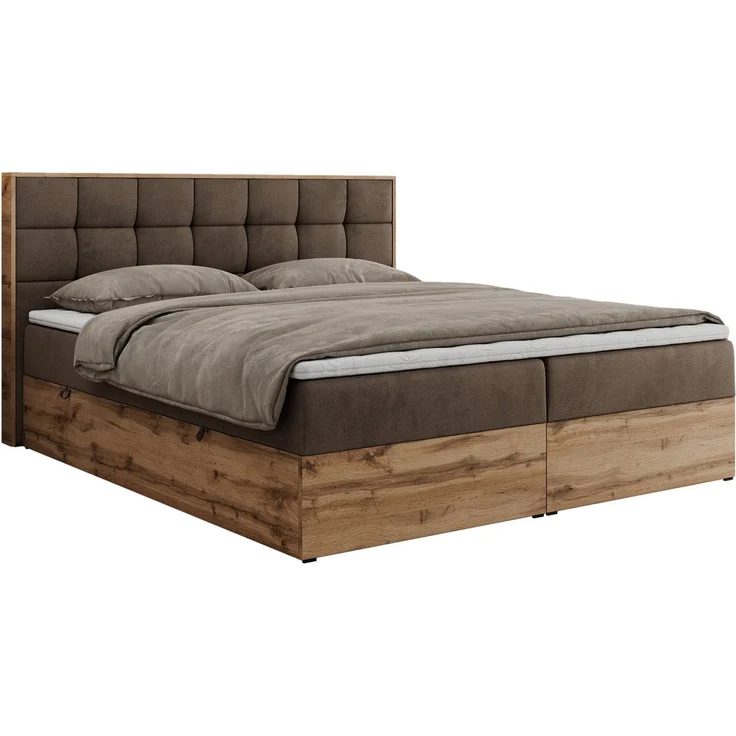 MKS MÖBEL Boxspringbett ALBERO 1 (Set, Packung, Topper T25/Visco, Stauraum, Matratzen, Bettkästen, T30-Schaum), Doppelbett, Multipocket-Matratzen, Möbelplatten, Praktisch – Bild 1