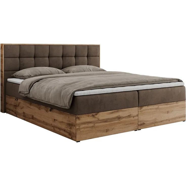 MKS MÖBEL Boxspringbett ALBERO 1 (Set, Packung, Topper T25/Visco, Stauraum, Matratzen, Bettkästen, T30-Schaum), Doppelbett, Multipocket-Matratzen, Möbelplatten, Praktisch