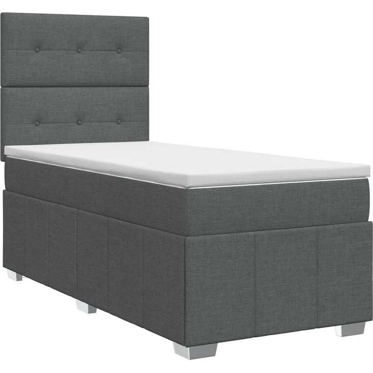 vidaXL Boxspringbett mit Matratze Dunkelgrau 80 x 200 cm Stoff 3454009 – Bild 2