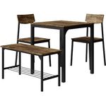 Vicco Esstisch-Set Fyrk, Rechteckig, Schwarz, Holzwerkstoff, 70x75x70 cm, mit Bank und 2 Stühlen