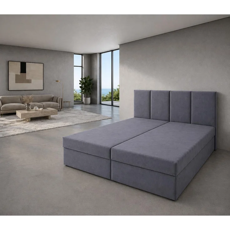 KRISAN MÖBEL Kontinentalbett DREAM1 Grau, Premium-Komfort für Ihr Schlafzimmer mit 2 Bettkasten, Bonell-Federkern Matratze und Topper, 140 x 200 cm – Bild 4