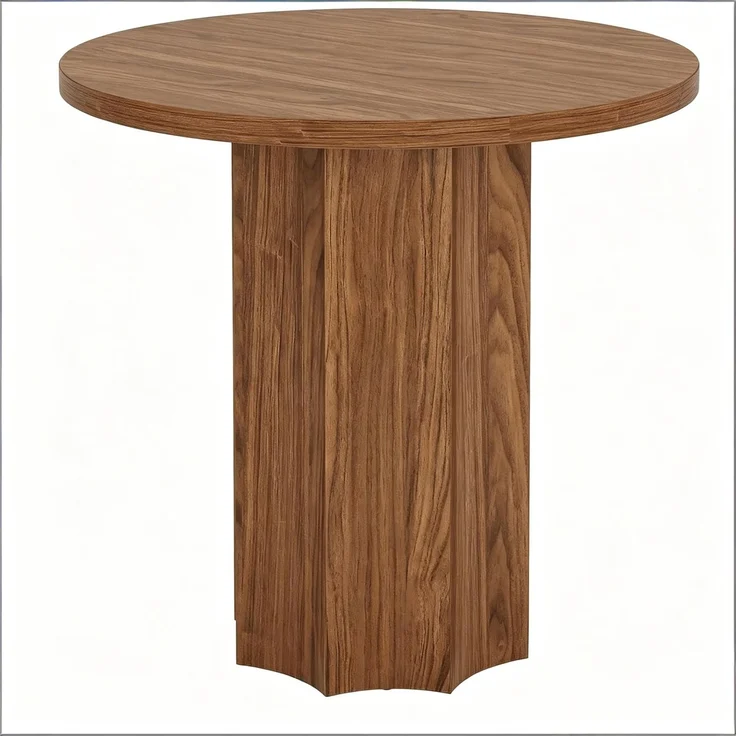 Moderne Besprechungstisch,Runder Bürotisch,Kleine Kaffeetisch,Konferenztisch(nur Tisch)--Braun--80x80x75.5cm--YOUDENOVA – Bild 2