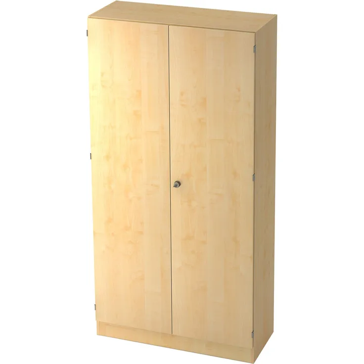 bümö office Aktenschrank abschließbar, 100 cm breit, 5 Ordnerhöhen, Ahorn - breiter Büroschrank mit Flügeltüren, 4 verstellbaren Fachböden und Sockel, 6910-3-3-SG