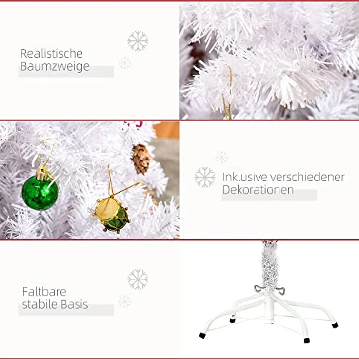 HOMCOM Künstlicher Weihnachtsbaum Künstlicher Weihnachtsbaum, 85x150 cm (BxH), weiß – Bild 5