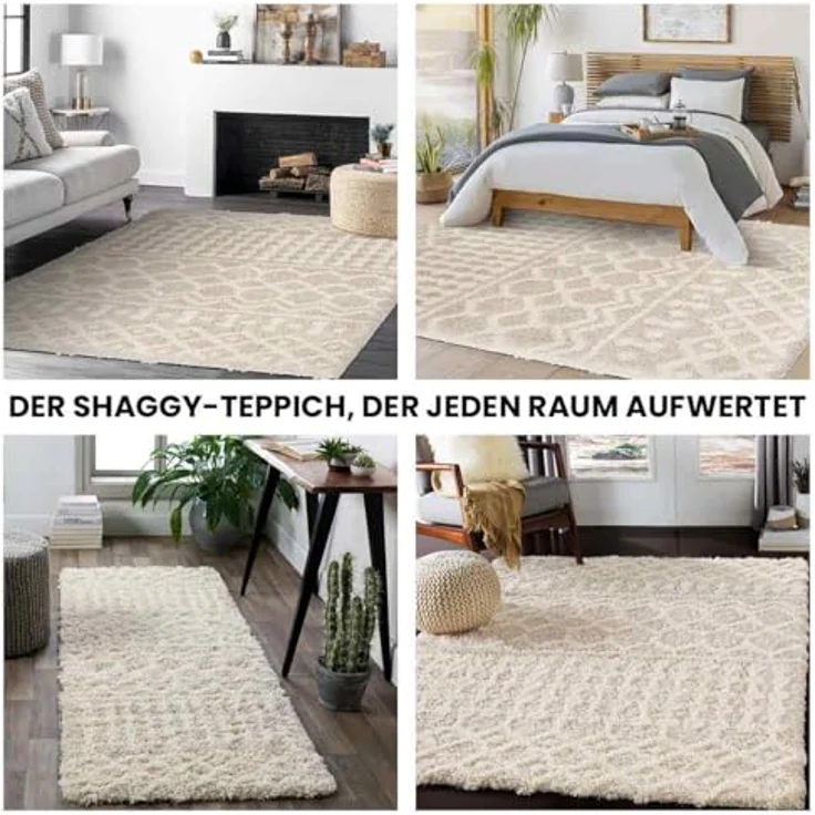 Livabliss Hochflor-Teppich DUBAI, rechteckig, Höhe: 52 mm, Shaggy Hochflorteppich, Flauschiger, Boho Wohnzimmerteppich/Läufer – Bild 7