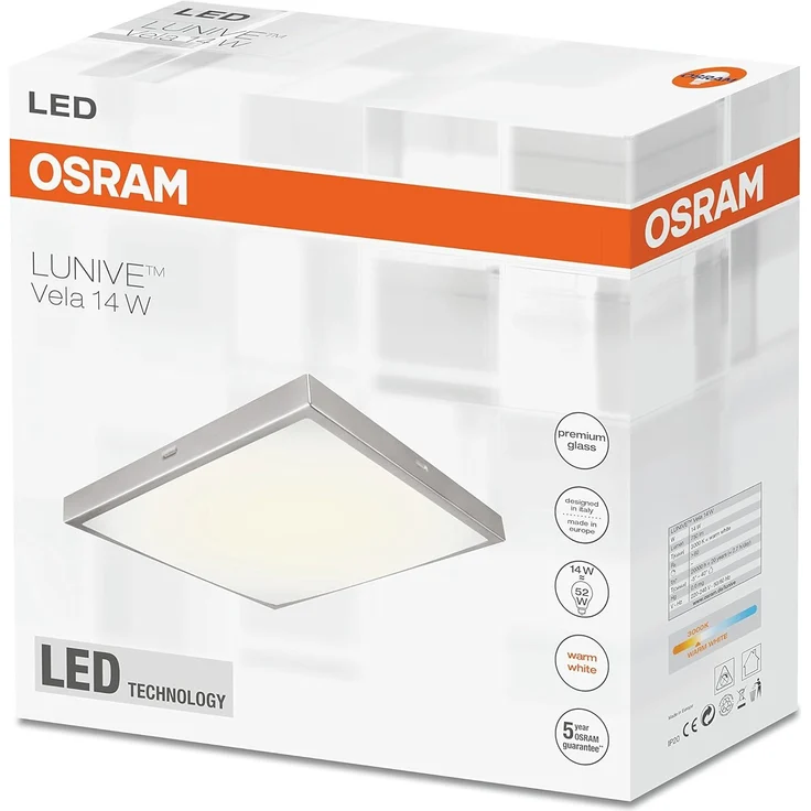 Osram LED Wand- und Deckenleuchte, Leuchte für Innenanwendungen, Warmweiß, 220,0 mm x 220,0 mm x 55,0 mm, Lunive Vela – Bild 3