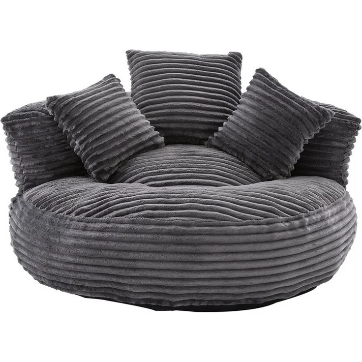 LVHOM Sitzsack 108x108x52cm Chenille Premium Sofa mit 3 extra Kopfkissen (Kuschelig & Atmungsaktiv, Einzelsitzer-Lounge, komplett komprimiert geliefert. Perfekt für Ruhe, Lesen, Gaming & Nickerchen. Ideal für Wohnzimmer, Schlafzimmer, Spielzimmer & Off... – Bild 2