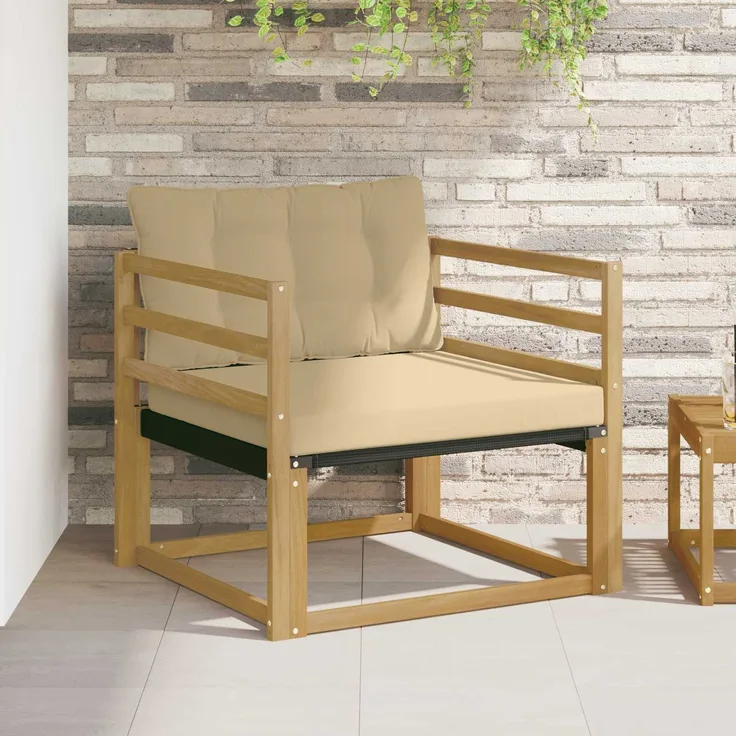 vidaXL Outdoor-Sofagarnitur Massives Akazienholz und Textilene Weiß 3439055