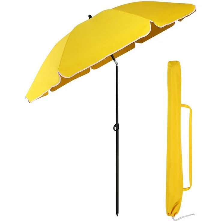 Sekey Sonnenschirm Ø 160 cm Balkonschirm Rund Strandschirm Sonnenschirm mit Schutzhülle, LxB: 160,00x160,00 cm, Neigungswinkel verstellbar, Höhe verstellbar, mit Tragetasche – Bild 1