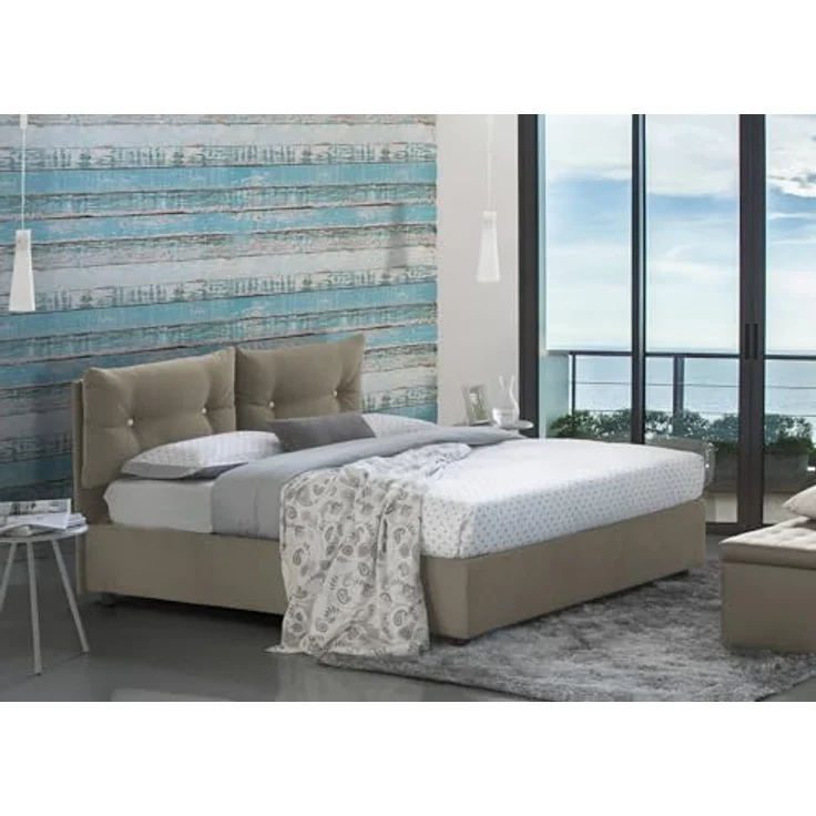 Talamo Italia - Queen-Size-Bett „Angelica“, Stauraumbett mit Stoffbezug, 100 % Made in Italy, Öffnung vorne, inklusive Matratze 120x190 cm, taubengrau – Bild 4
