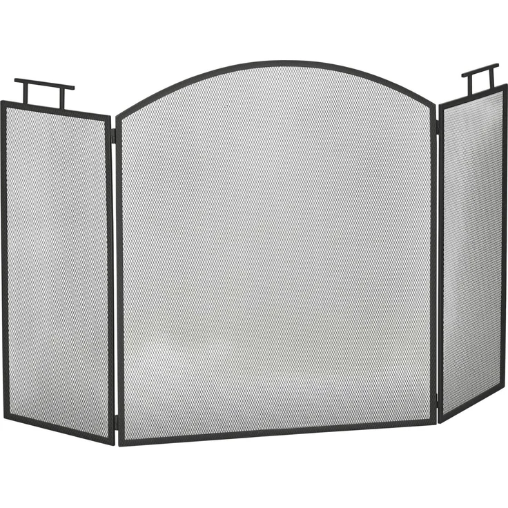 JARDJ Funkenschutzgitter für Kamin oder Ofen – 3-teiliger, faltbarer Funkenschutz – Maße: 110 cm (B) x 24 cm (T) x 76,5 cm (H) – Schwarzer Stahl – Bild 1
