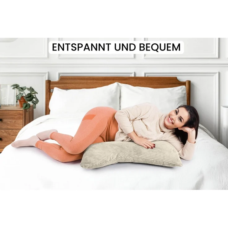 Amilian Schlafkissen - Lesekissen für Bett und Sofa - Seitenschläferkissen - Stillkissen, Seitenschläfer, Rückenlage, Schlafkissen für Seitenlage, Kissen mit Füllung und abnehmbarem Bezug - Stillhilfe – Bild 4