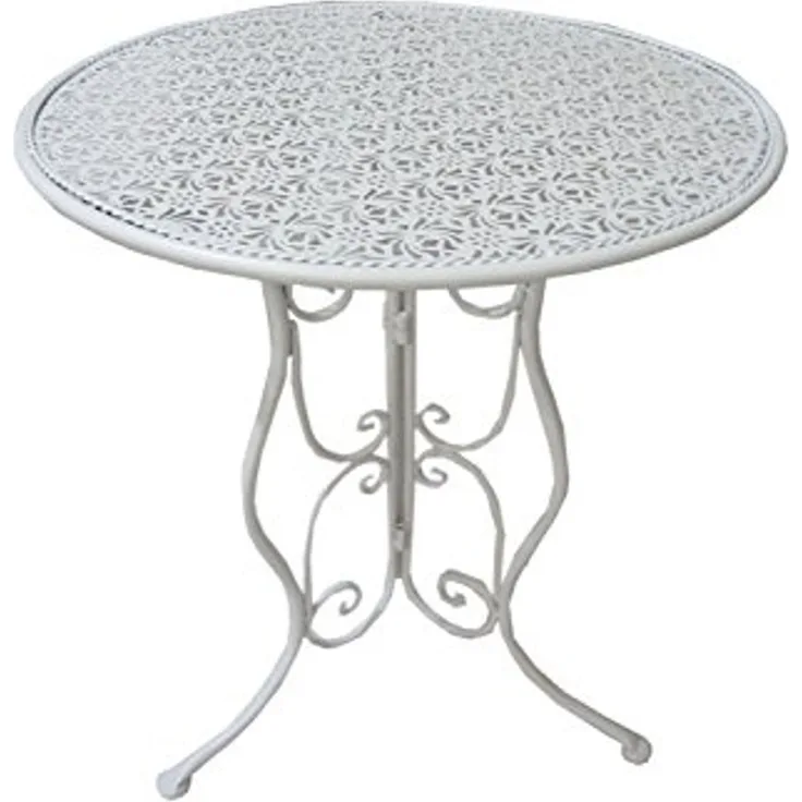 HTI-Line Gartentisch Gartentisch Lani Weiß (Stück, 1-St, 1 Gartentisch), Metalltisch nostalgisch Ø 60 cm Weiß