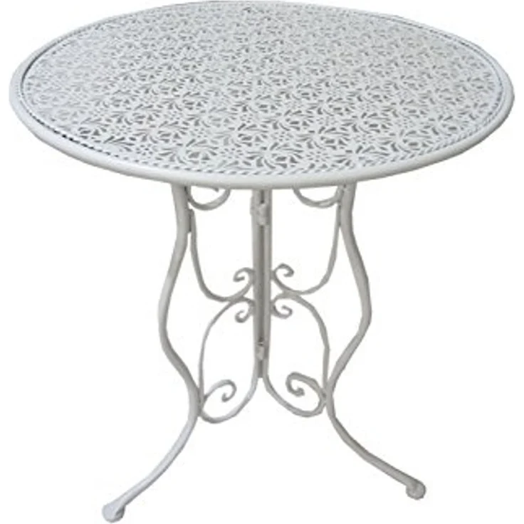 HTI-Line Gartentisch Gartentisch Lani Weiß (Stück, 1-St, 1 Gartentisch), Metalltisch nostalgisch Ø 60 cm Weiß – Bild 1