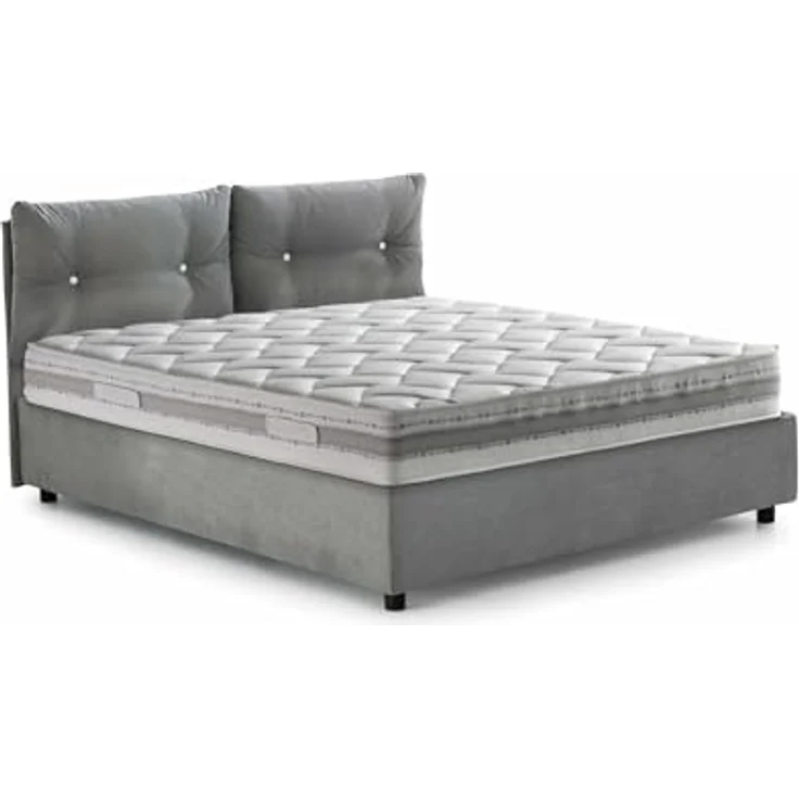 Talamo Italia - Angelica Queen-Size-Bett, Bettkasten mit Stoffbezug, 100 % Made in Italy, Öffnung vorne, inklusive Matratze 120 x 190 cm, Grau – Bild 3