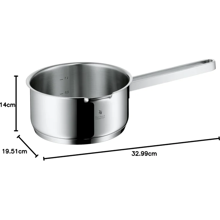 WMF Milchtopf Function 4, Cromargan® Edelstahl rostfrei 18/10 (1x Stielkasserolle ohne Deckel 16 cm (Volumen 1,4l, Höhe 7,5 cm) - optimal für Herdplatten mit Ø 14,5 cm, 1-tlg, 1x Stielkasserolle ohne Deckel 16 cm (Volumen 1,4l, Höhe 7,5 cm), - optimal ... – Bild 10