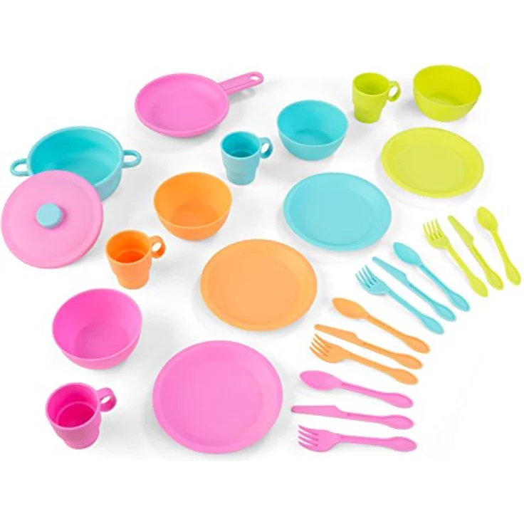KidKraft 63319 KidKraft-27-teiliges buntes Küchenset 27-teiliges Küchen-Spielset, Koch-und Essgeschirr sowie Zubehörset für die Kinderspielküche – Bild 2