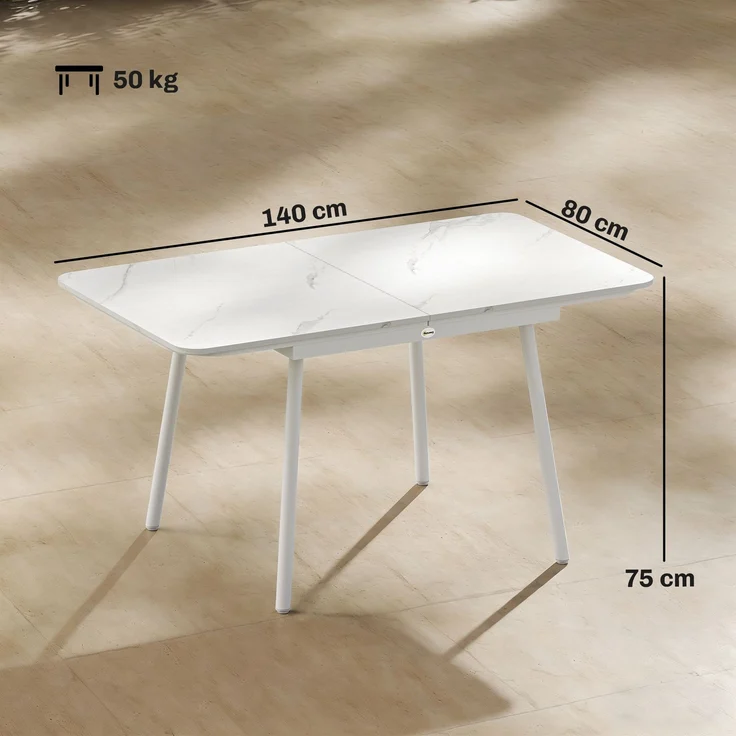 Gartentisch für 6 Personen, rechteckig, 140 x 80 cm, mit WPC-Tischplatte – Bild 5