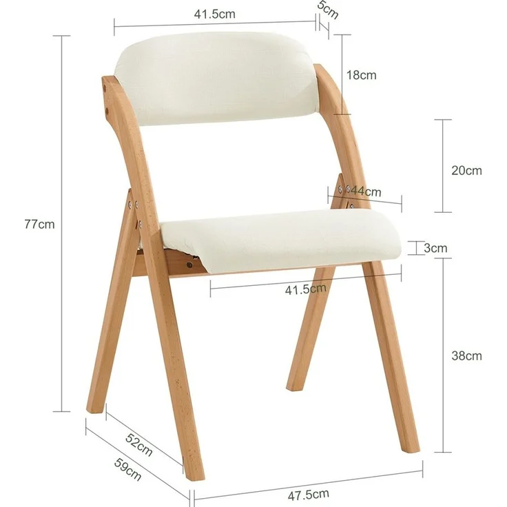 SoBuy FST92-W Klappstuhl, Stoff, Lackiert, Weiß, 41,5 x 77 x 47,5 cm – Bild 3