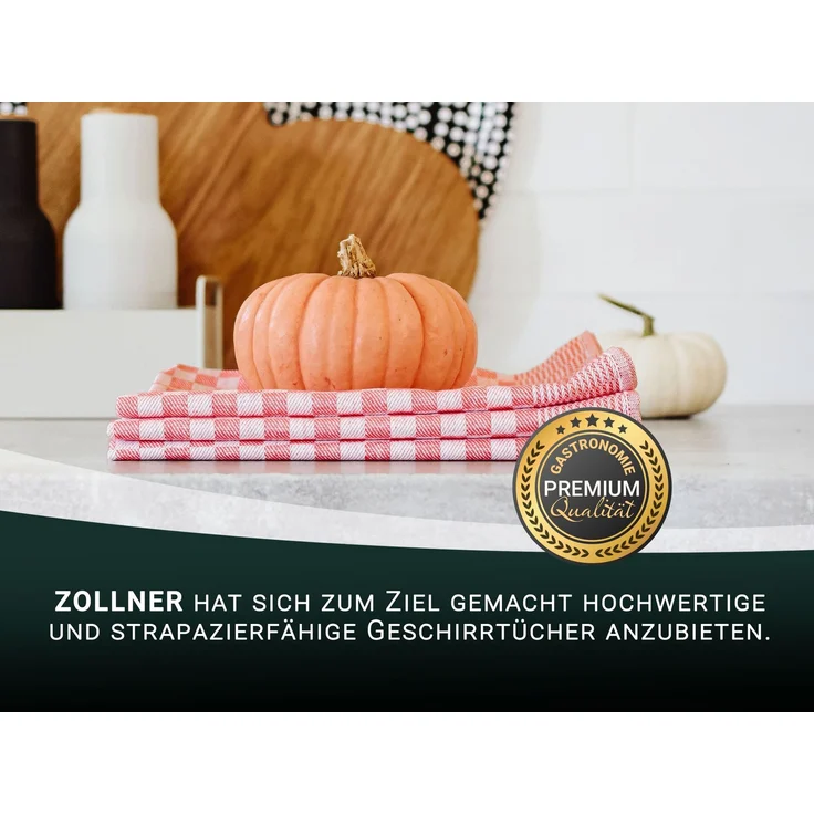 ZOLLNER 10er Set Geschirrtücher, 100% Baumwolle, 46x70 cm, saugstark, rot kariert – Bild 5