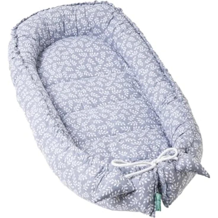 molis&co - Babynest - 100% Baumwolle (OEKO-TEX) - Babynestchen Neugeborene - Ideal als Reisebett, Kuschelnest Geeignet & Cradle Reducer - 90x50 cm - Blue Garden – Bild 2