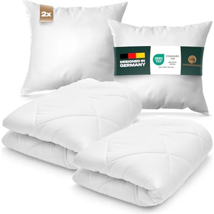 Waidmeister Bettdecke + Kopfkissen Bettdeckenset 2x Bettdecke und 2x Kopfkissen, Füllung: 100% Polyester, Bettdeckenset mit Kopfkissen mit optimierter Klimafunktion – Bild 2