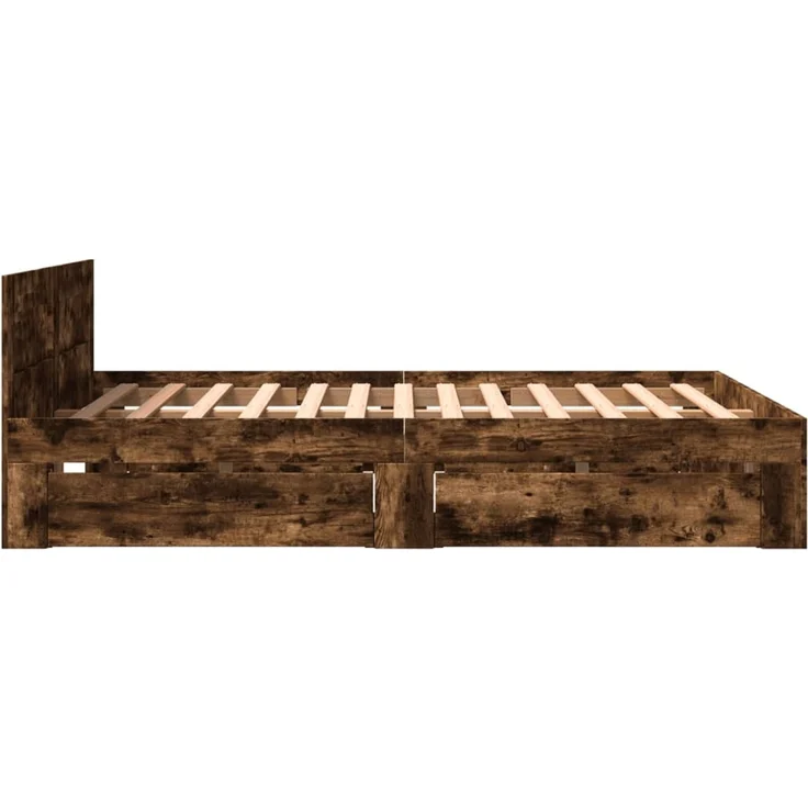 vidaXL Bettgestell mit Kopfteil Räuchereiche 160x200 cm Holzwerkstoff 3295552 – Bild 6