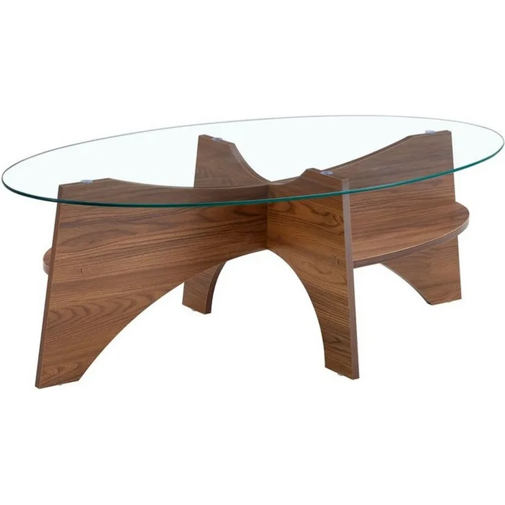 ANYSUN Couchtisch Moderner Couchtisch Glas Oval, Beistelltisch Wohnzimmertisch (Kaffeetisch Sofatisch mit 0,6 cm Glasplatte Glas-Couchtisch), Platzsparendes Design Perfekt für Wohnzimmer, Balkon oder Schlafzimmer