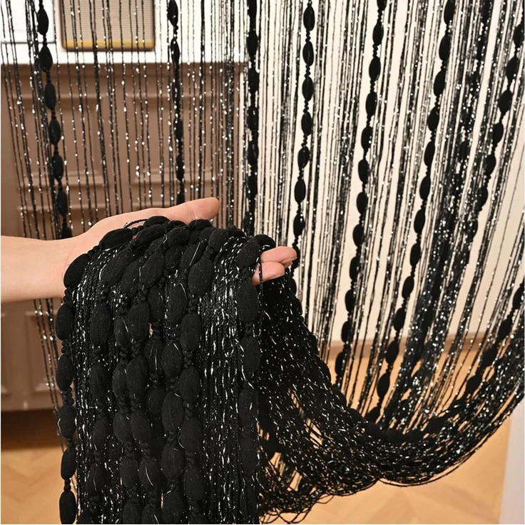 Diwzbyn Fadenvorhang Türvorhang Fadengardine Raumteiler Fadenstores, (1 St), gestreifter Vorhang/Querbehang, 100 x 200 cm,Stangendurchzug – Bild 2