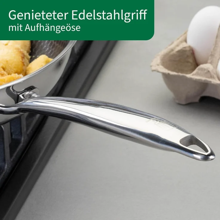 Chefkoch trifft Fackelmann Bratpfanne Tri-Ply, Ø 28 cm, Edelstahl, Induktion/- backofengeeignet – Bild 6