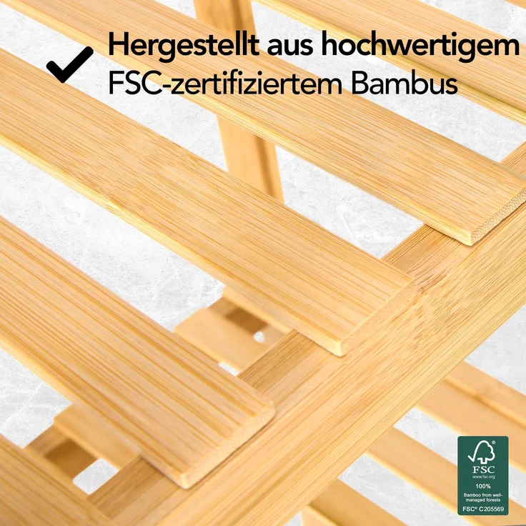 Brixy Badezimmerregal - Badezimmerschrank - 5-lagig - 141x33x33cm - Badezimmerschrank - Bambus – Bild 4